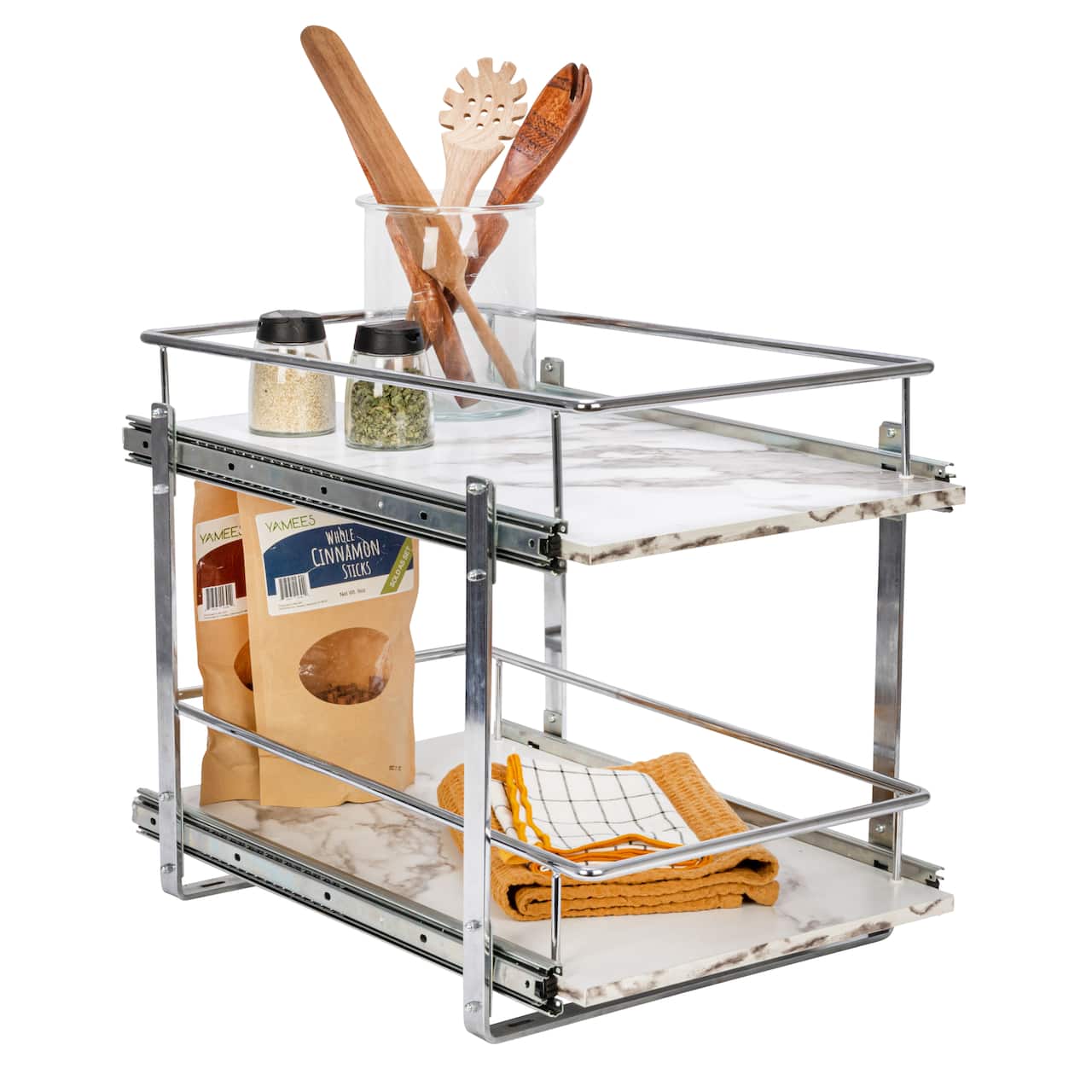 Household Essentials Glidez Marble 2-Tier Cabinet Organizer